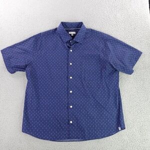 Peter Millar Shirt Mens XL Blue Coral Print Short Sleeve Button Down Stretch